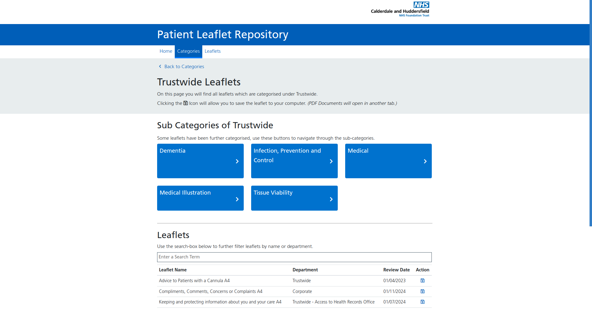 Patient leaflet repository